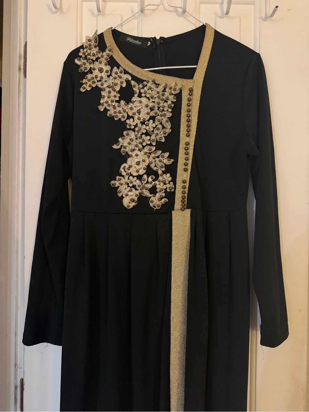 Elegant Black Abaya with Gold Embellishment